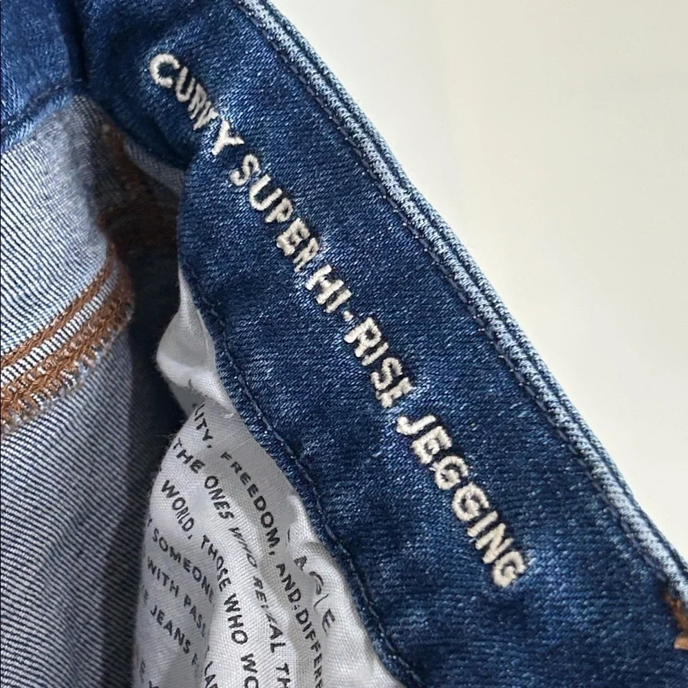 AMERICAN EAGLE Curvy Super High Rise Jegging Distressed Raw Hem Size 8